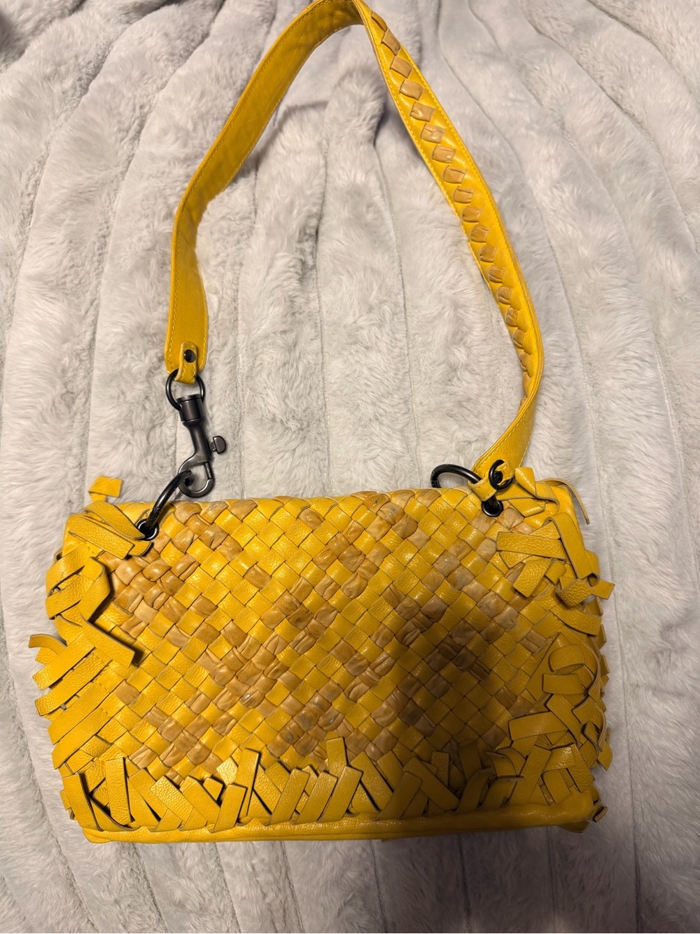 Bottega Veneta Handbag In Yellow And Beige Bicolor Intrecciato Leather